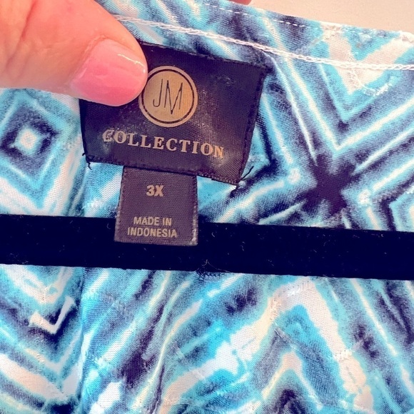 JM Collection multi colored blouse Tie Dye geometric print size 3X - Picture 3 of 9